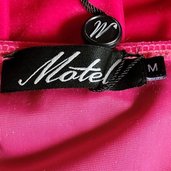 Motel side slit hot pink velvet mini dress NWOT - M - Picture 3 of 7